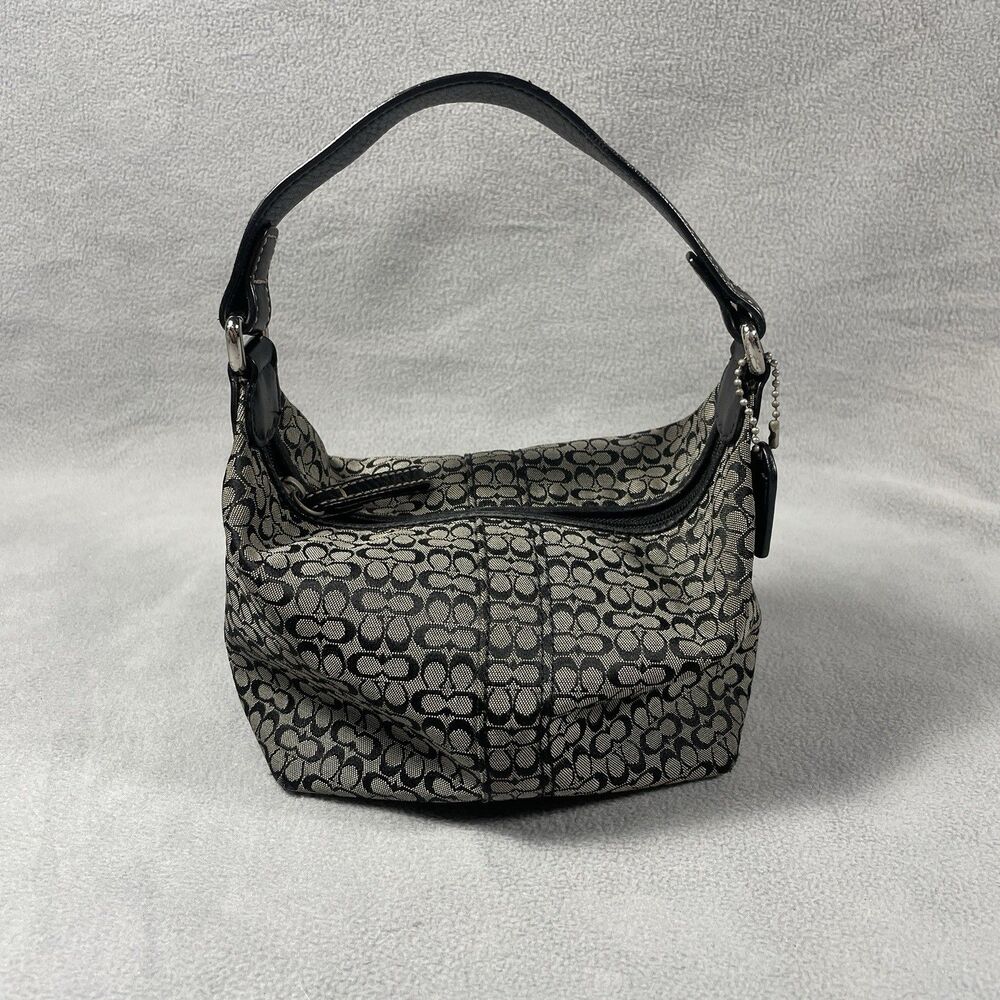 Coach Mini Black And Grey Soho Signature Pouch Purse Y2K